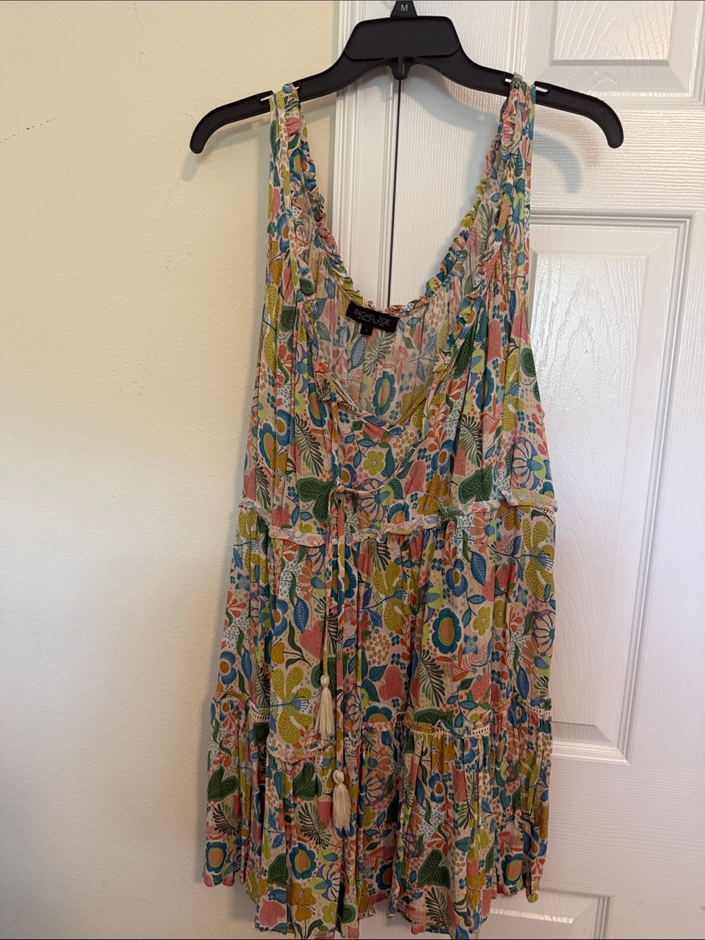 Rachel Zoe Floral Tiered Mini Dress in Pink, Blue & Green